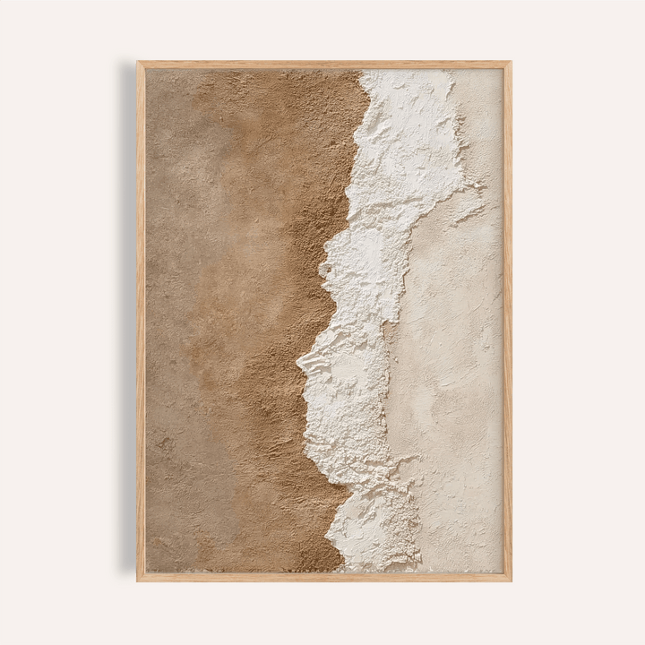Textured art print of an earthy texture divide with brown and cream tones