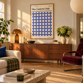 Edinburgh Print, framed on the wall of a warm mid-century living room in late afternoon light