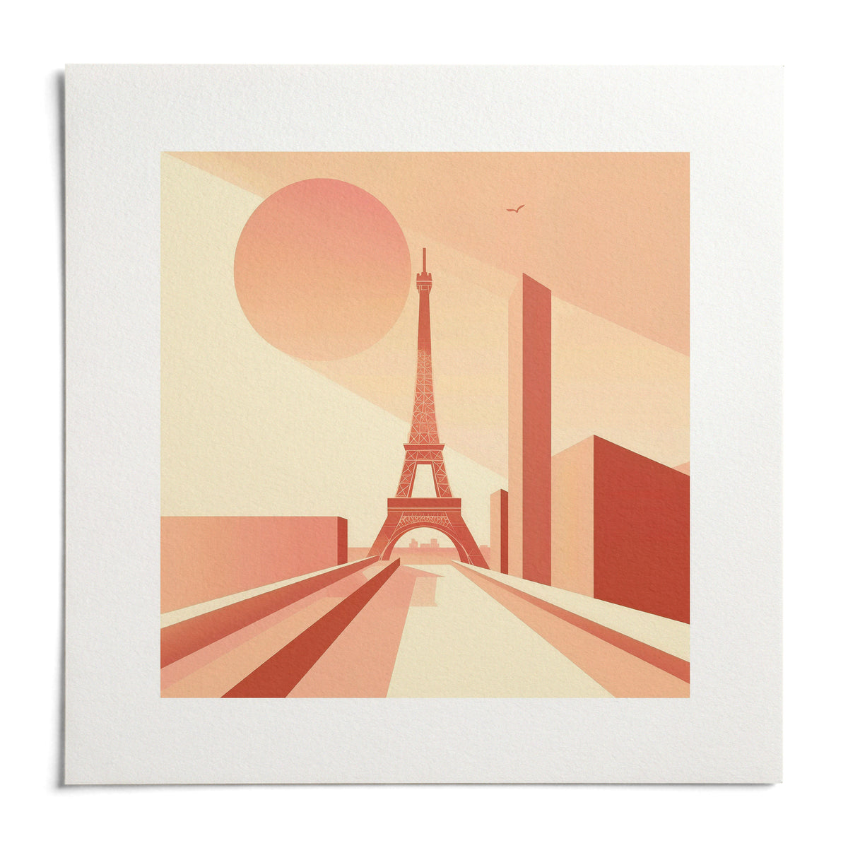 Eiffel Tower Poster Wall Art, shown as an unframed paper print on a plain white background
