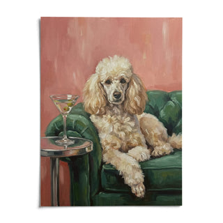 Elegant Poodle Wall Art, shown as an unframed paper print on a plain white background