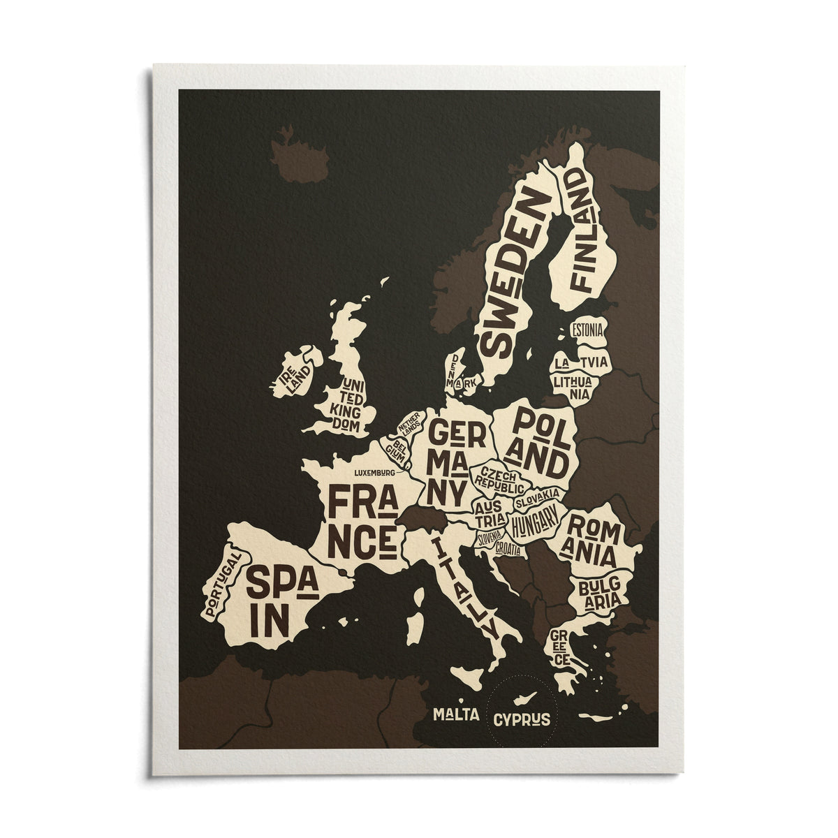 Europe Poster, shown as an unframed paper print on a plain white background