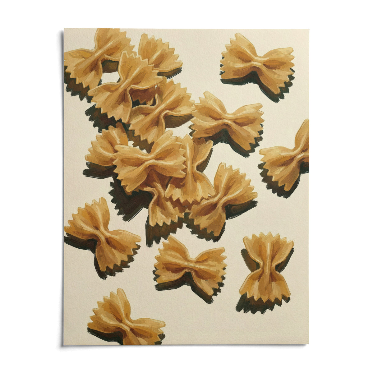 Farfalle Pasta Art, shown as an unframed paper print on a plain white background