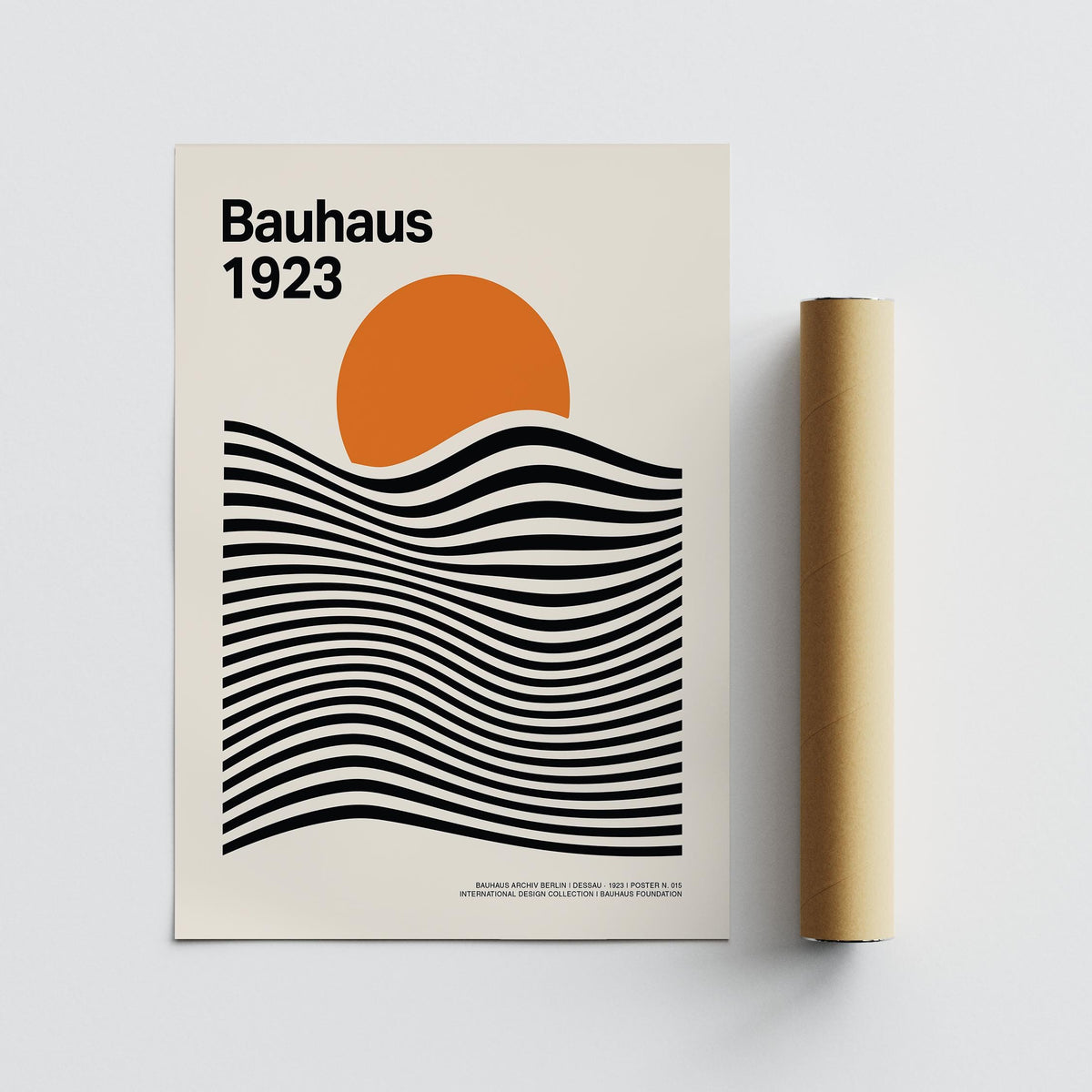 Retro Sun and Mountain Wall Art in a minimal design style.