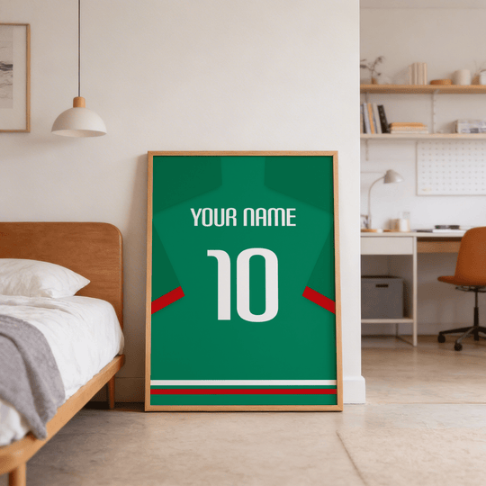 Custom Football Shirt – Green with Red Sleeve Stripe