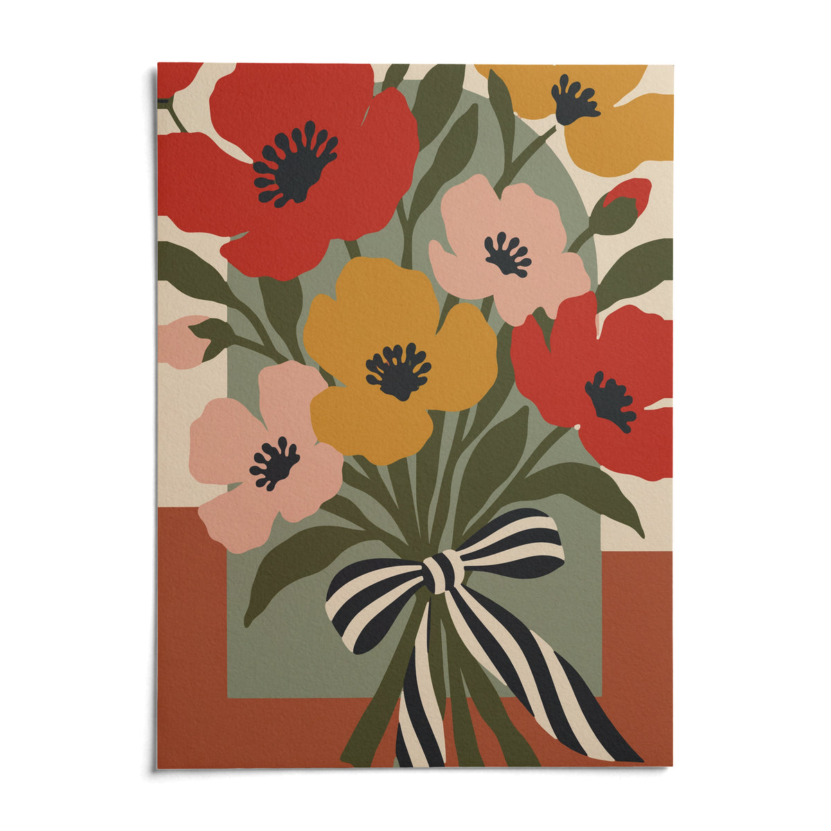 Flower Bouquet Print, shown as an unframed paper print on a plain white background