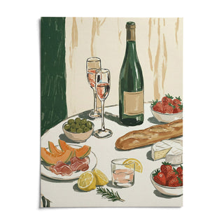 Food And Wine Art Print, shown as an unframed paper print on a plain white background