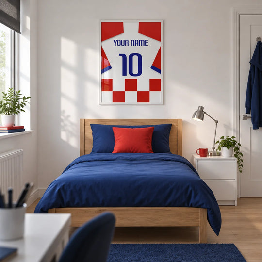 Camiseta de fútbol personalizada - roja y blanca a cuadros