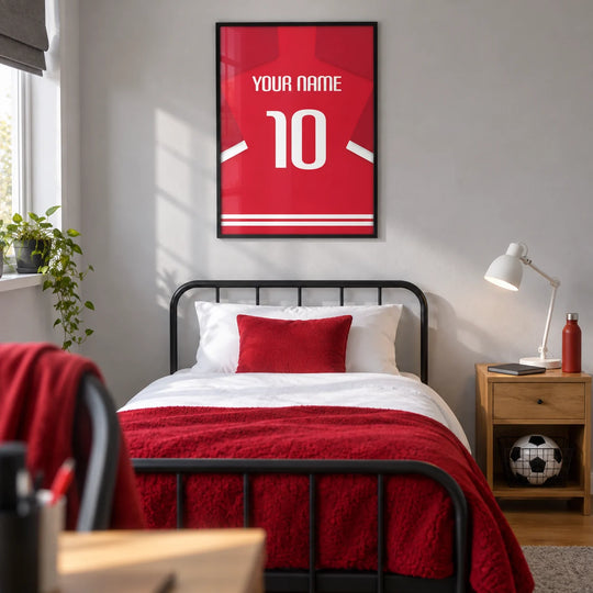 Custom Football Shirt – Red with White Number