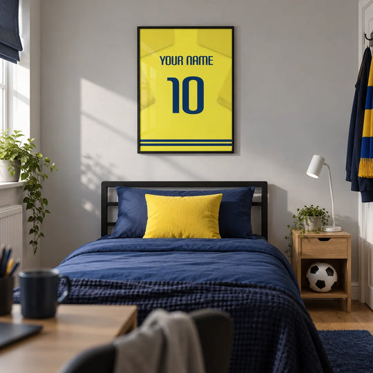 Custom Football Shirt – Yellow with Blue Number