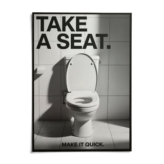 Funny Bathroom Art, shown as an unframed paper print on a plain white background