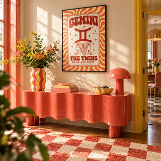 Gemini Poster, framed on the wall of a fun hallway