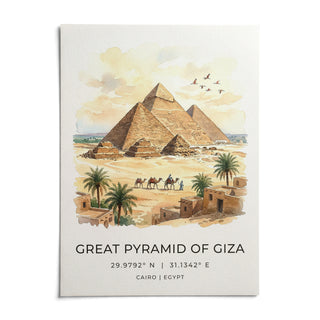 Giza Pyramid Wall Art, shown as an unframed paper print on a plain white background
