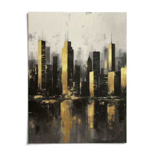 Gold And Black Skyline Poster, shown as an unframed paper print on a plain white background