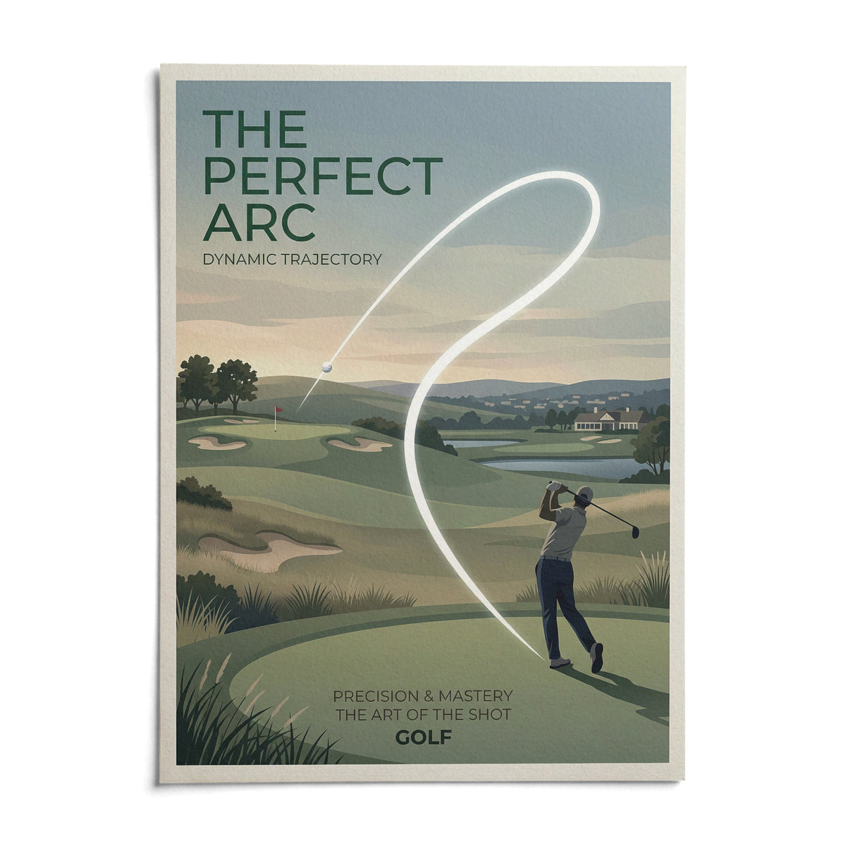 Golf Course Wall Art, shown as an unframed paper print on a plain white background