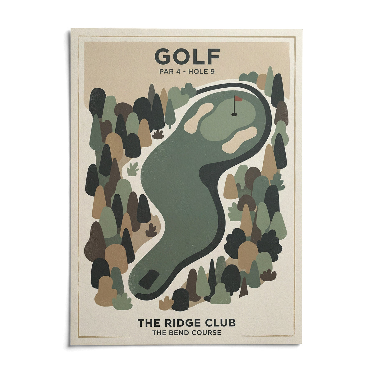 Golf Landscape Print, shown as an unframed paper print on a plain white background
