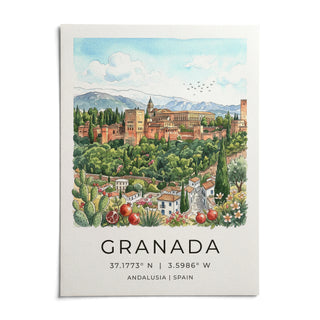 Granada Spain Art Print, shown as an unframed paper print on a plain white background