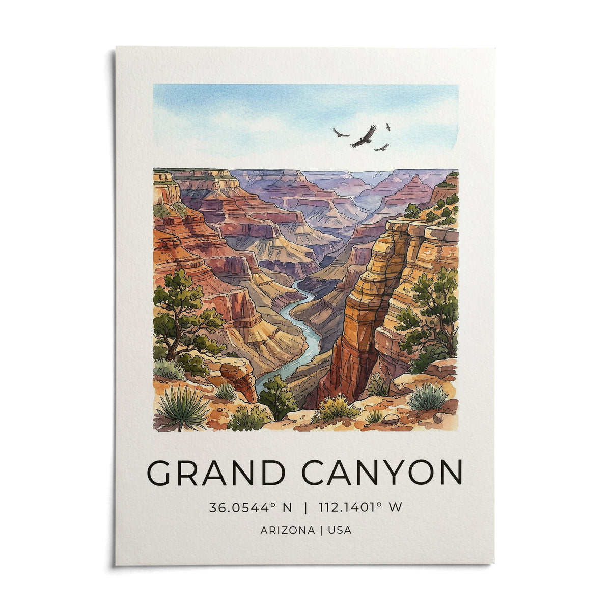 Grand Canyon Art Print, shown as an unframed paper print on a plain white background