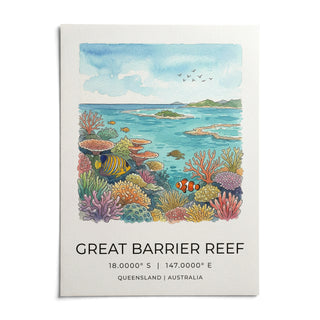 Great Barrier Reef Art Print, shown as an unframed paper print on a plain white background