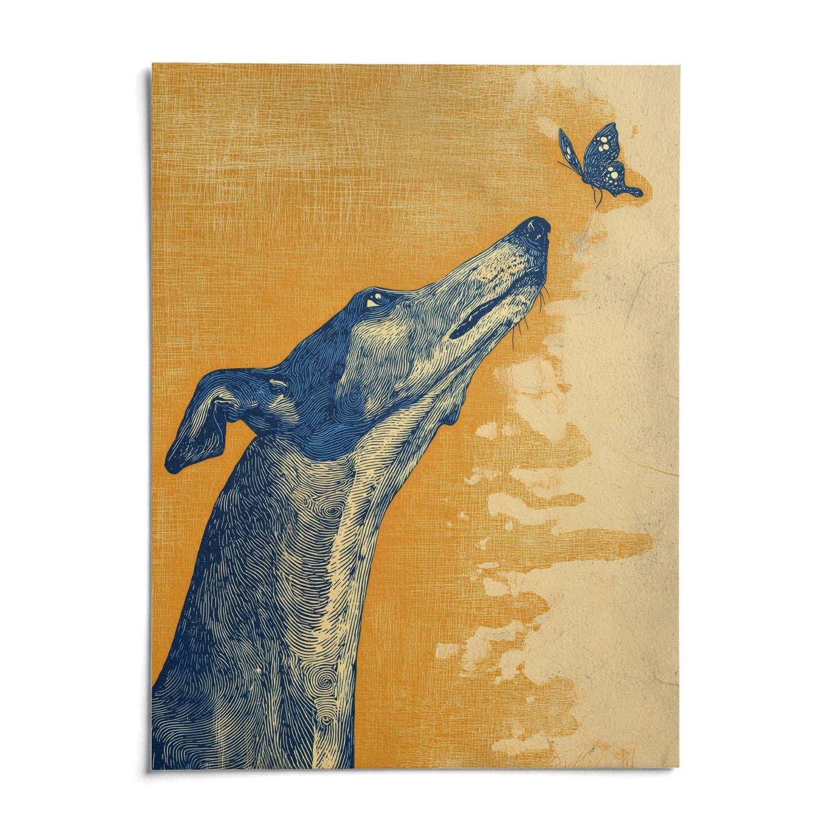Greyhound Wall Art, shown as an unframed paper print on a plain white background