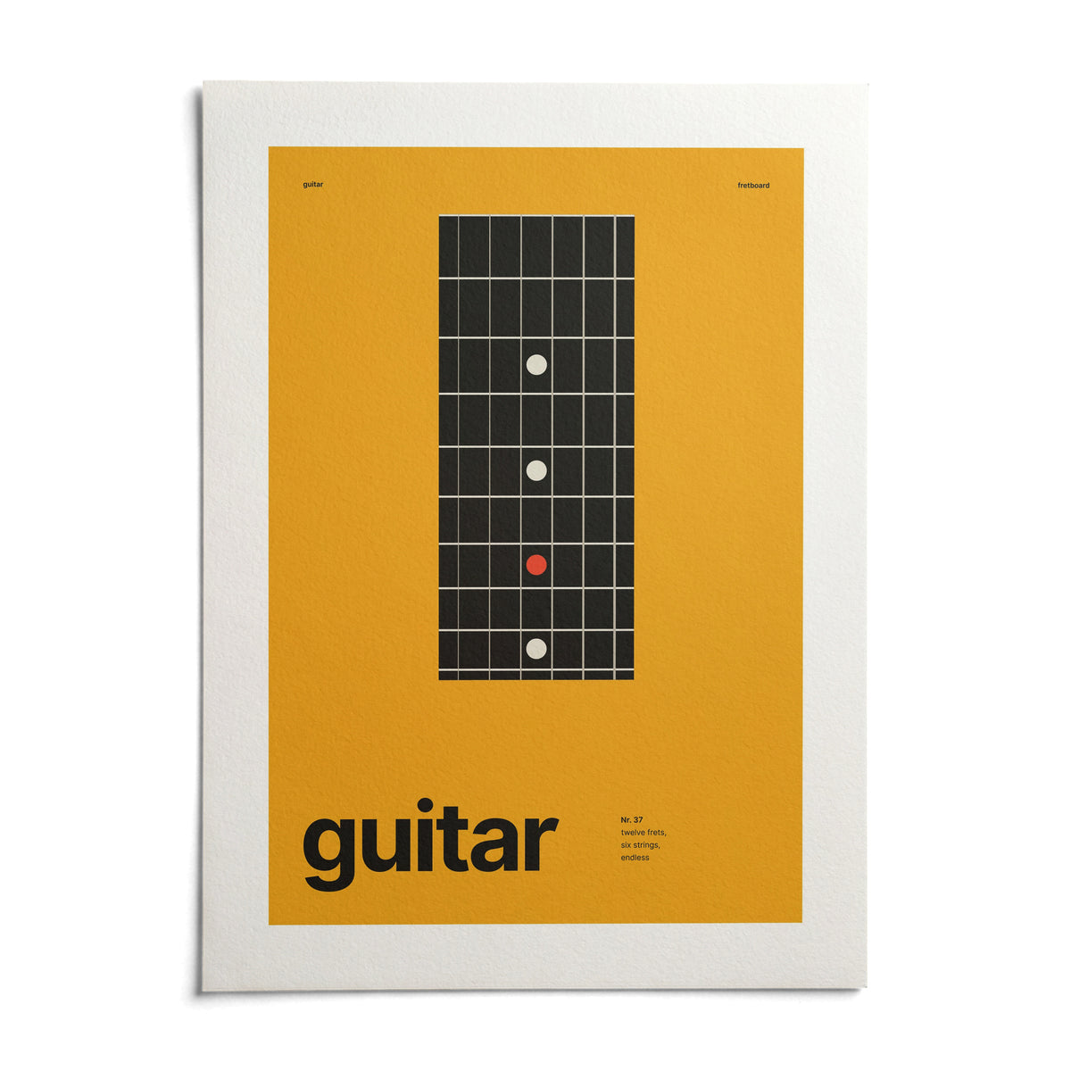 Guitar Poster, shown as an unframed paper print on a plain white background