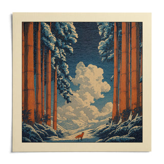 Hasui Kawase Snowy Forest Art Print, shown as an unframed paper print on a plain white background