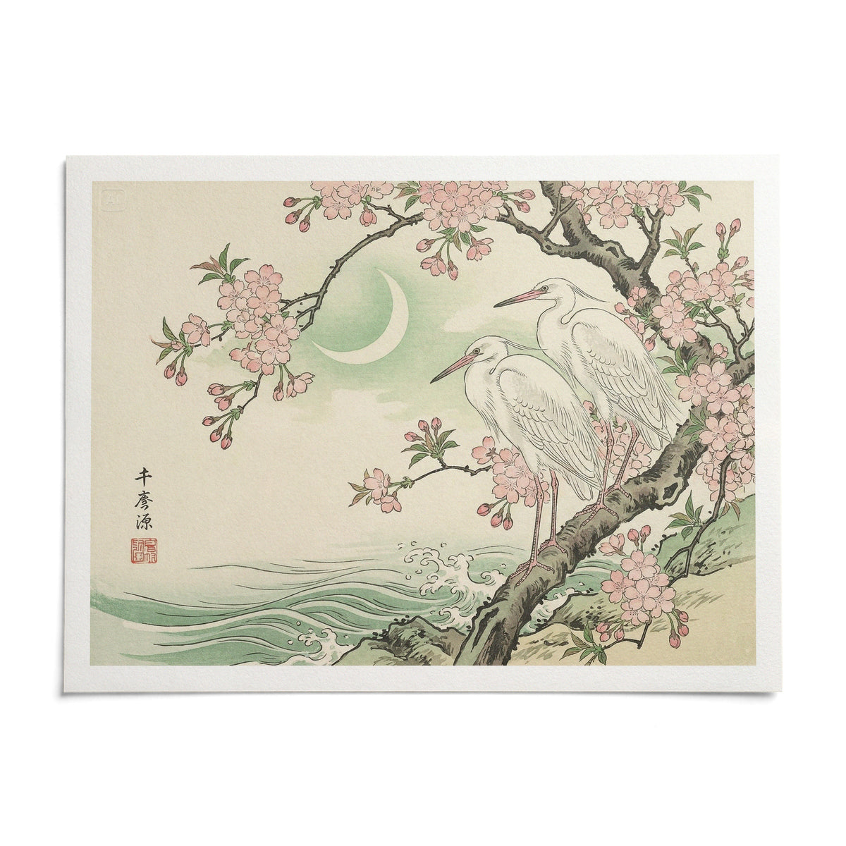 Heron Wall Art, shown as an unframed paper print on a plain white background