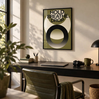 Home Gym Wall Art, framed on the wall of a crisp home office
