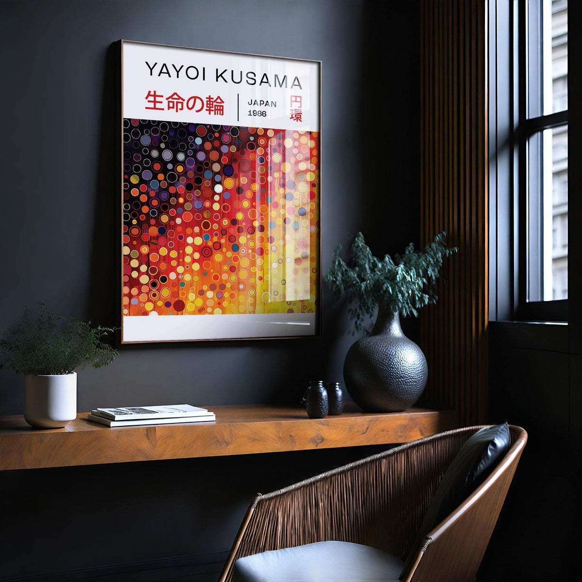 Minimalist Yayoi Kusama dots print perfect for artistic interiors