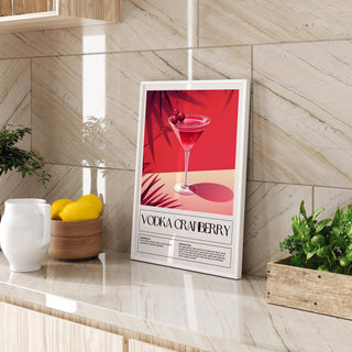 Home Bar Print leaning on a marble surface with a wooden bowl of lemons and green plants