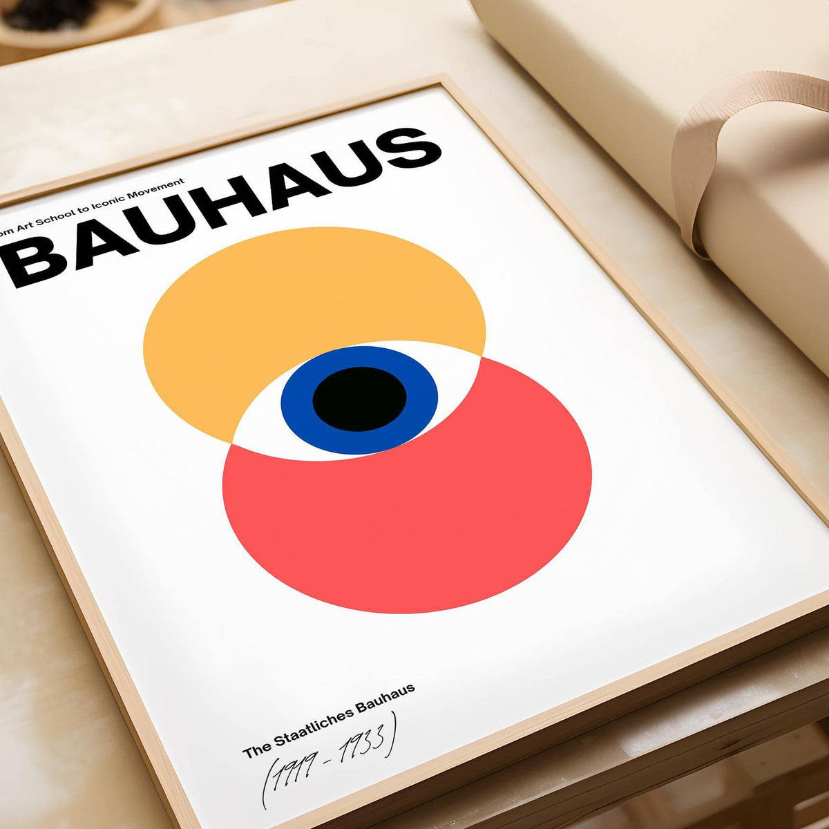 Modern Bauhaus style poster with abstract shapes