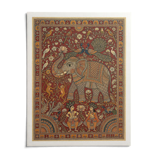 Indian Elephant Art Print, shown as an unframed paper print on a plain white background