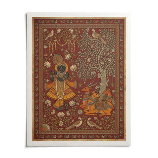 Indian Folk Art Print, shown as an unframed paper print on a plain white background