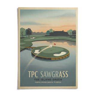 Island Green Golf Wall Art, shown as an unframed paper print on a plain white background