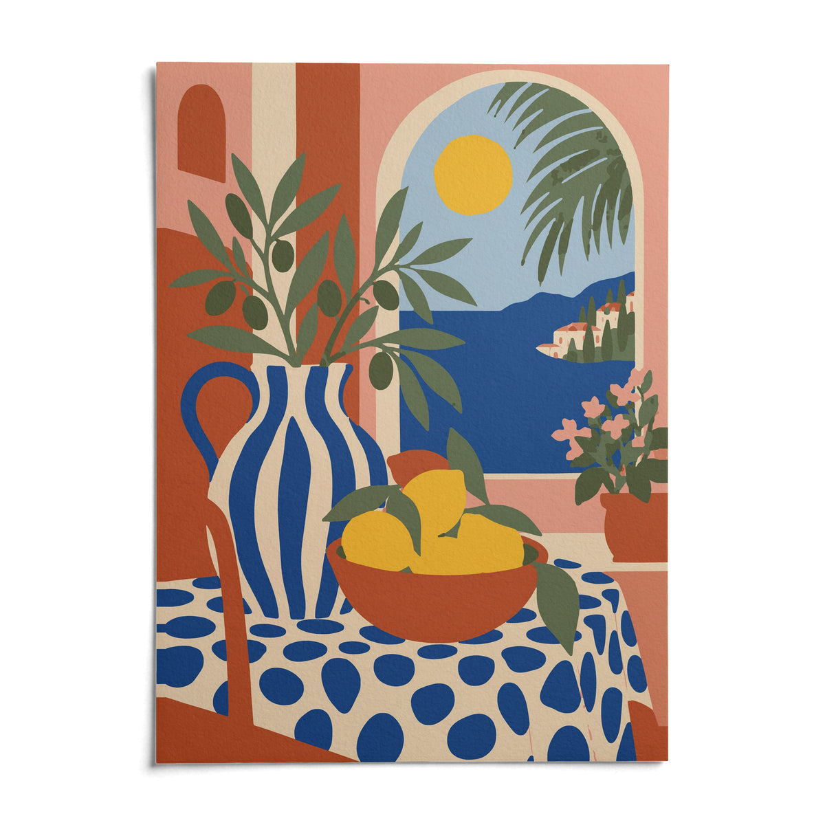 Italian Coast Print, shown as an unframed paper print on a plain white background