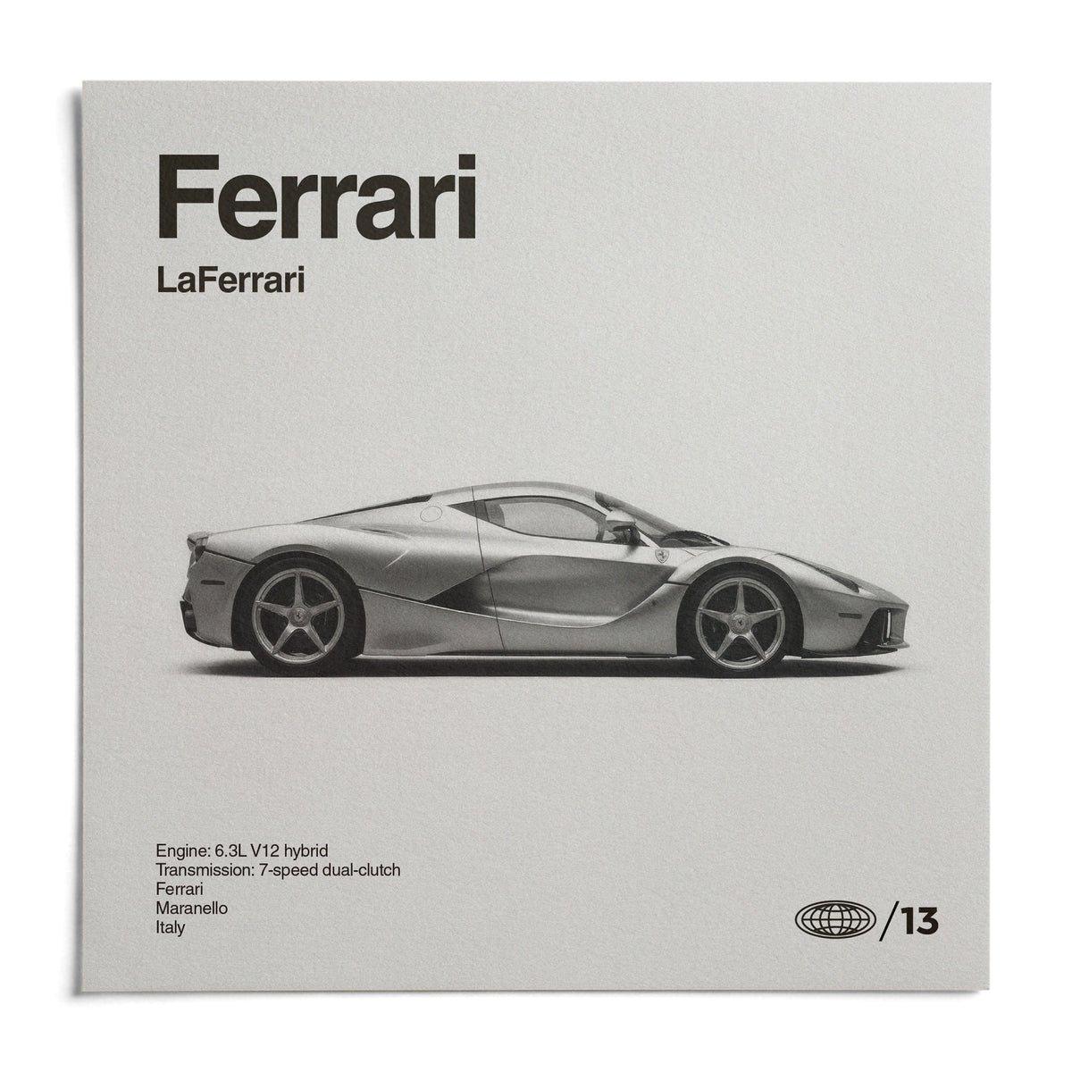 Italian Hybrid Hypercar Poster, shown as an unframed paper print on a plain white background