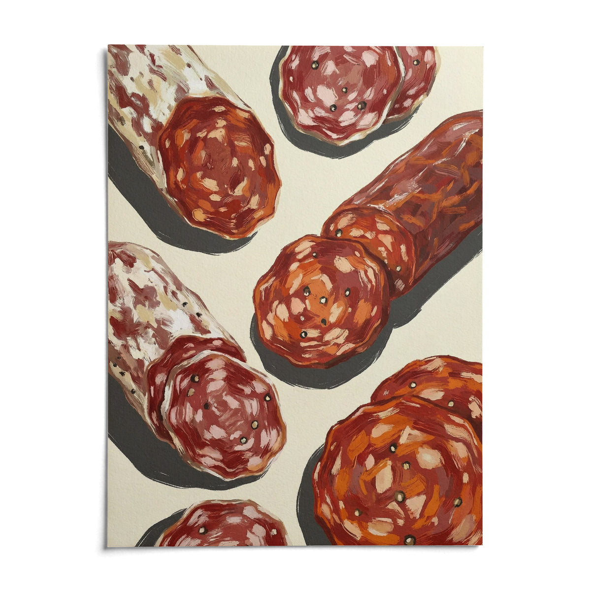 Italian Salami Print, shown as an unframed paper print on a plain white background