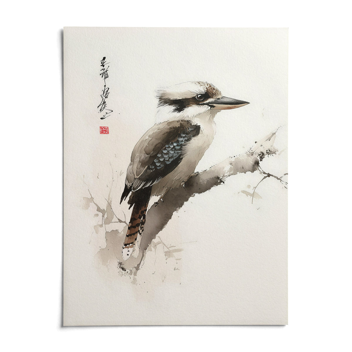 Japanese Bird Art, shown as an unframed paper print on a plain white background