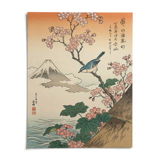 Japanese Cherry Blossom Art, shown as an unframed paper print on a plain white background