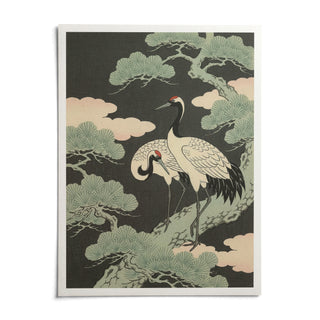 Japanese Crane Art Print, shown as an unframed paper print on a plain white background