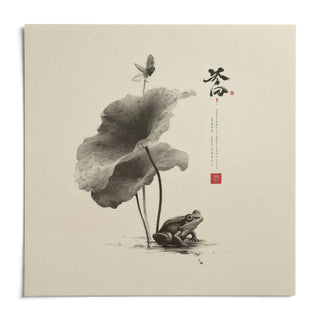 Japanese Frog Art, shown as an unframed paper print on a plain white background