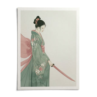 Japanese Woman Art Print, shown as an unframed paper print on a plain white background