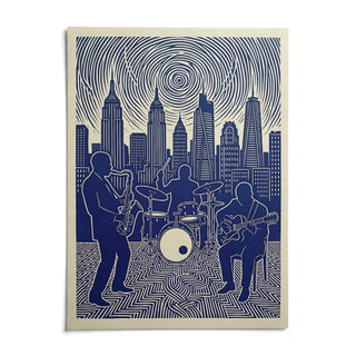 Jazz Band Wall Art, shown as an unframed paper print on a plain white background