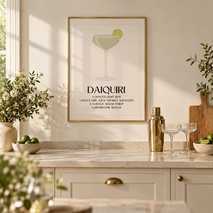 Kitchen Pictures Decor, framed on the wall of a elegant cream shaker kitchen with a pale stone worktop