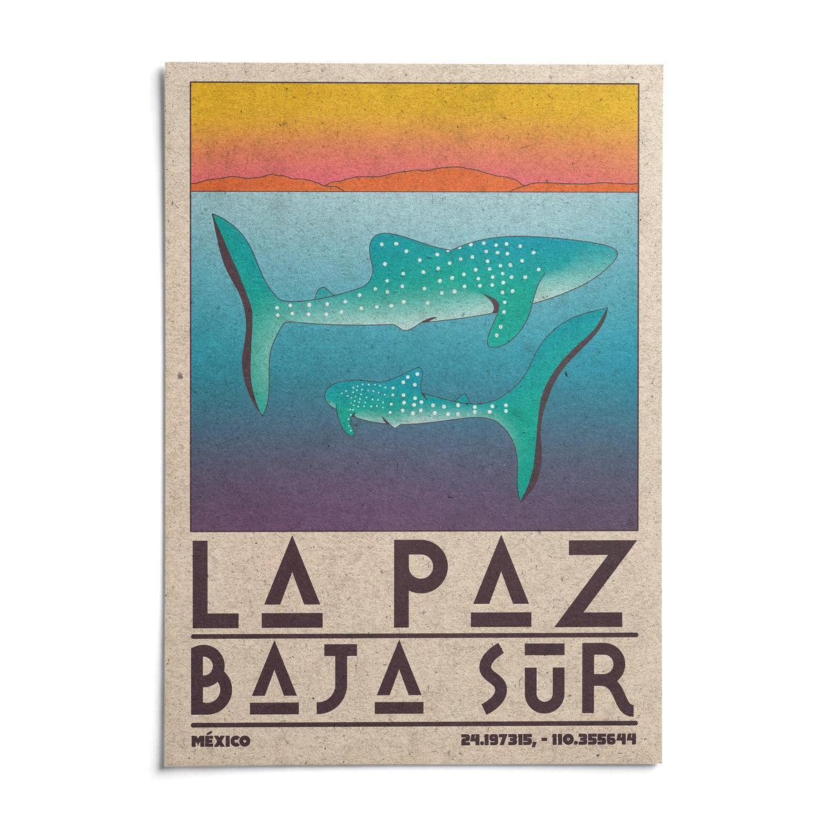 La Paz Mexico Poster, shown as an unframed paper print on a plain white background