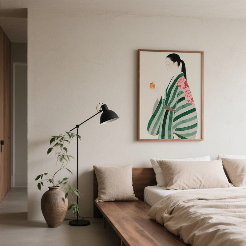 Fashion figure print in a calm, modern room