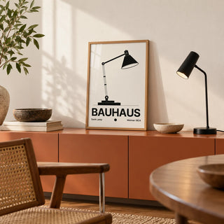 Lamp Poster, a small A4 framed print leaning on a shelf