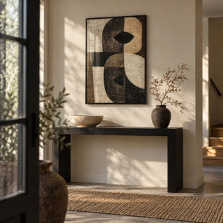 Large Owl Wall Art, framed on the wall of a calm entrance hall