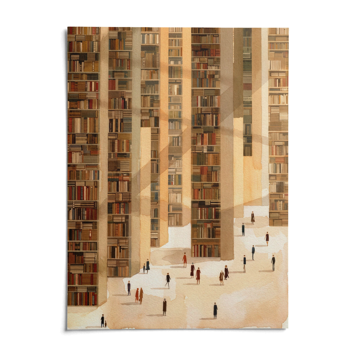 Library Art Print, shown as an unframed paper print on a plain white background