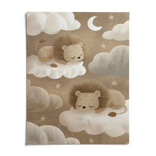 Lion Nursery Art, shown as an unframed paper print on a plain white background