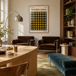 Liverpool Print, framed on the wall of a calm design studio office with a pale wall